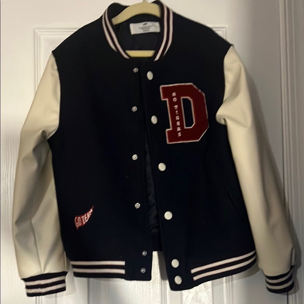 Kids Varsity Jacket - Black and Cream